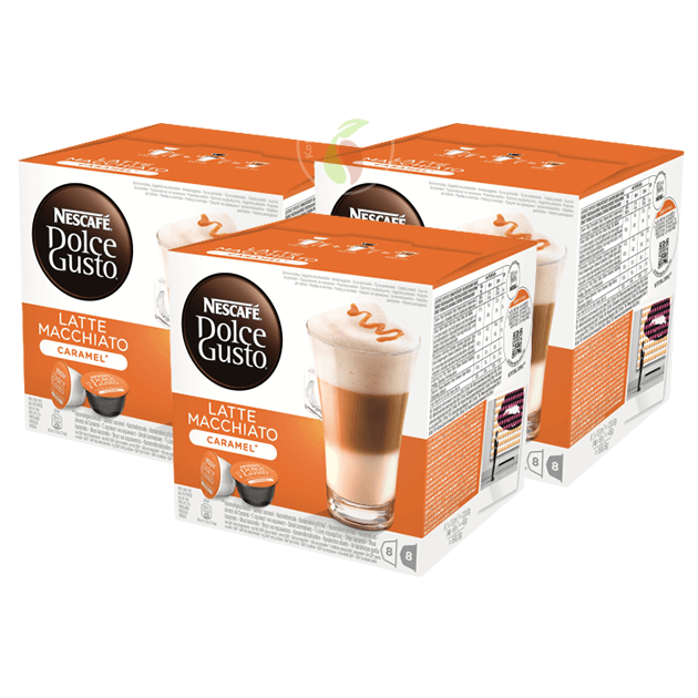 KoffieTheePlaza Nescafe Dolce Gusto Latte Macchiato Caramel Koffiecups 16 stuks aanbieding